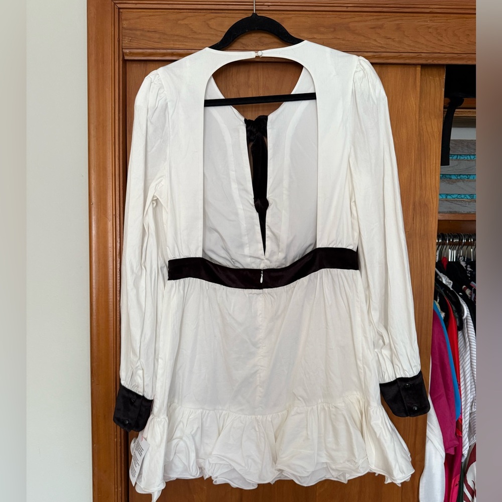 White ASOS dress velvet bows